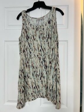 LOGO by Lori Goldstein Mint Abstract Print Sleeveless Tunic